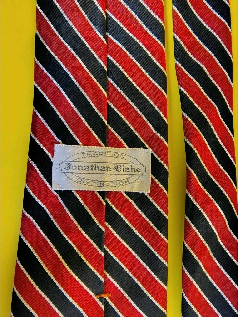 Vintage London 400 100% Silk Navy Blue Gray White Striped Repp Tie Made in USA
